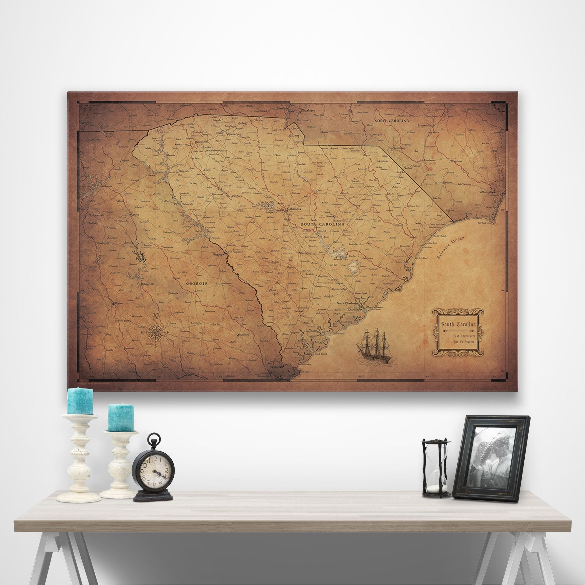 South Carolina Map Poster - Golden Aged CM Poster