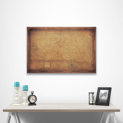 South Dakota Map Poster - Golden Aged CM Poster