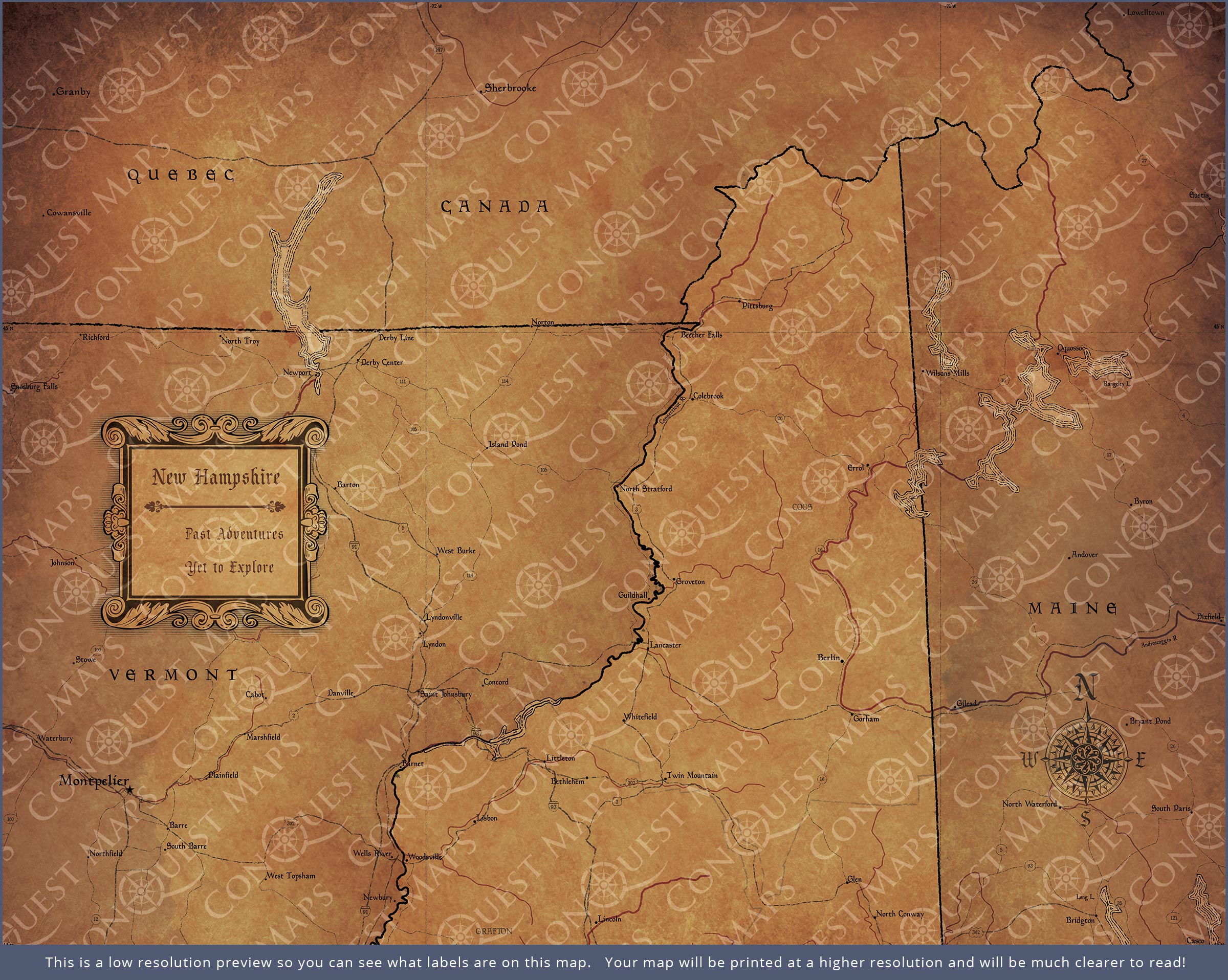 Push Pin New Hampshire Map (Pin Board) - Golden Aged CM Pin Board