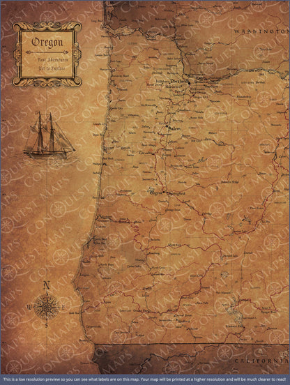 Push Pin Oregon Map (Pin Board) - Golden Aged CM Pin Board