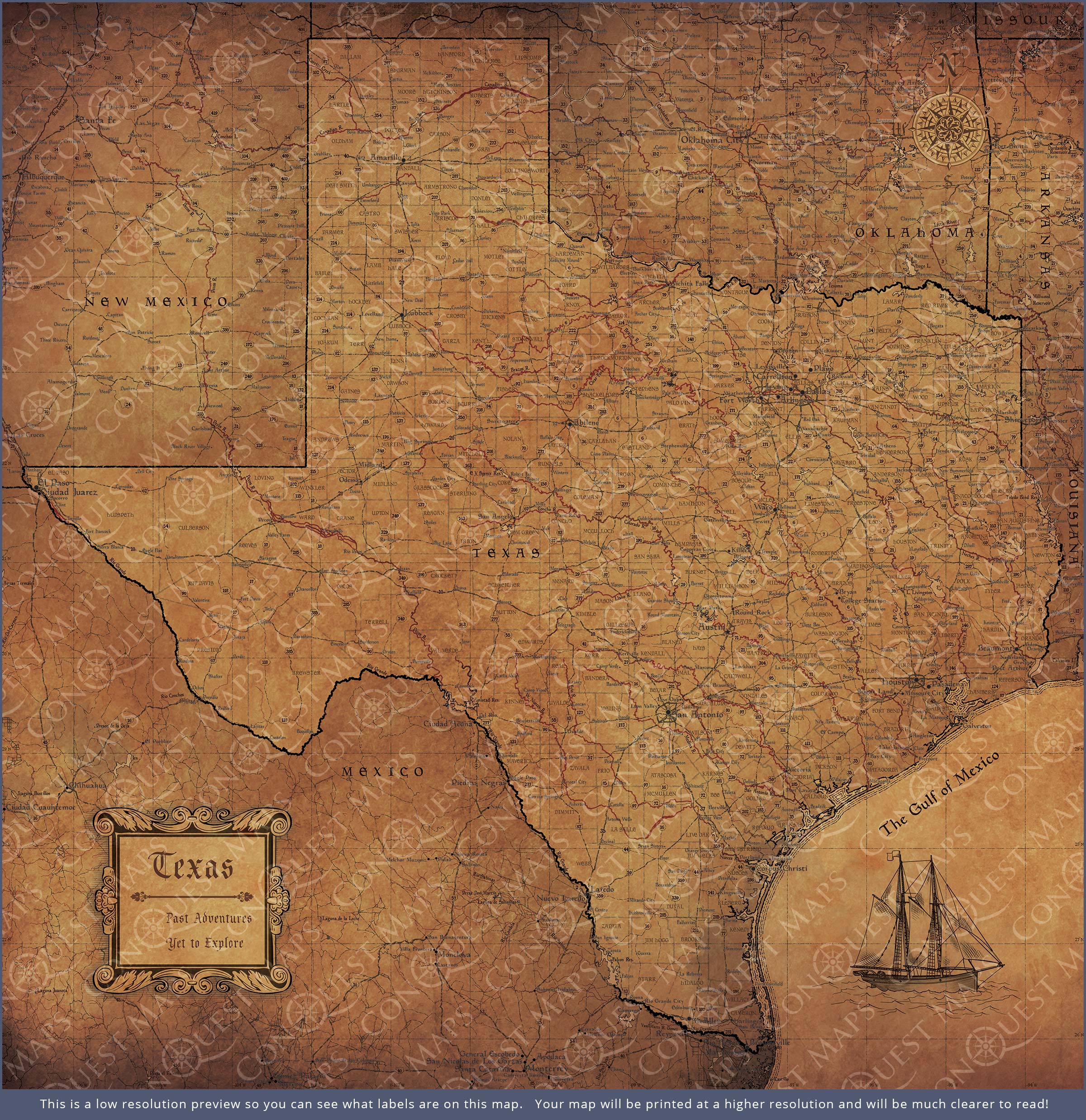 Push Pin Texas Map (Pin Board) - Golden Aged CM Pin Board