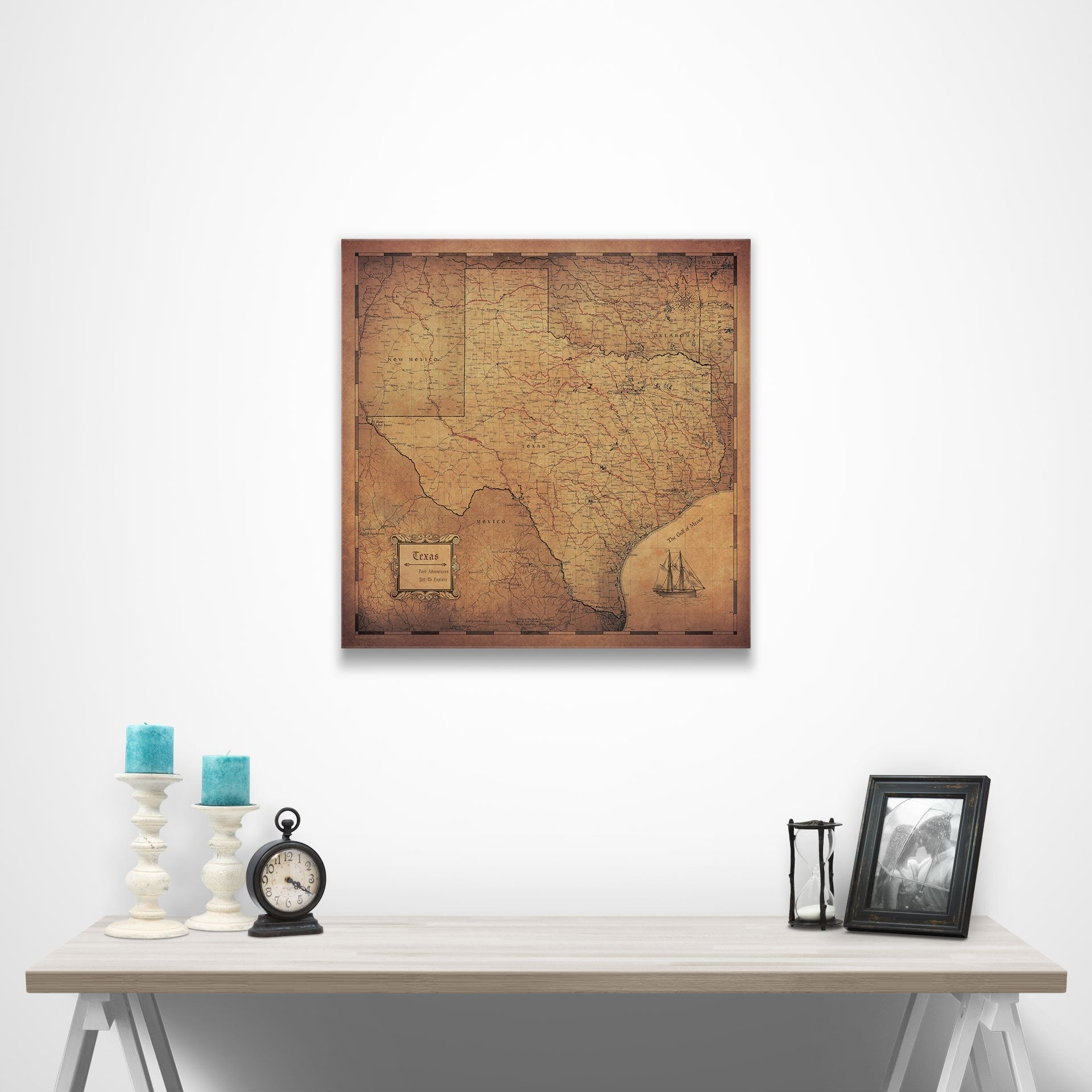 Texas Map Poster - Golden Aged CM Poster