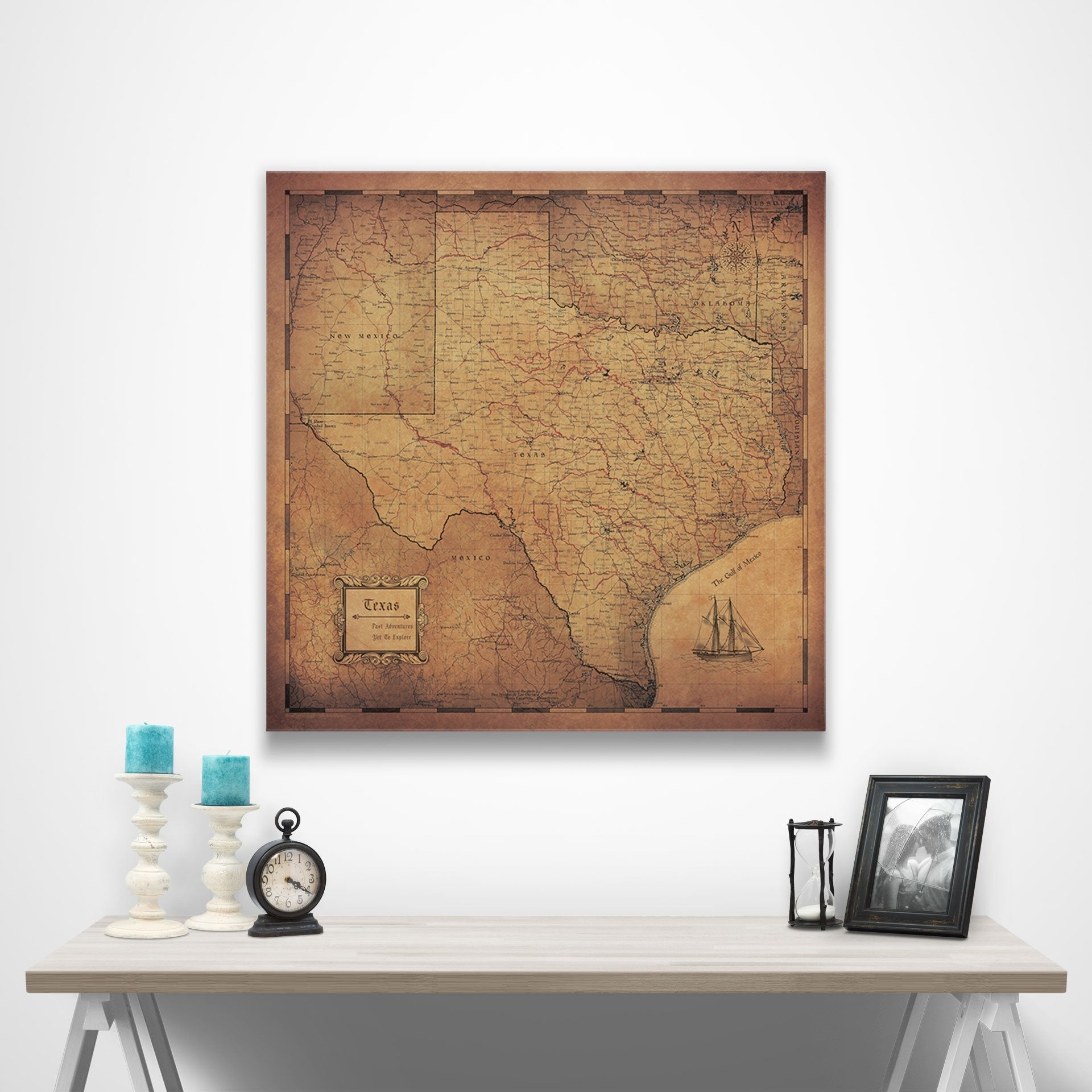 Texas Map Poster - Golden Aged CM Poster