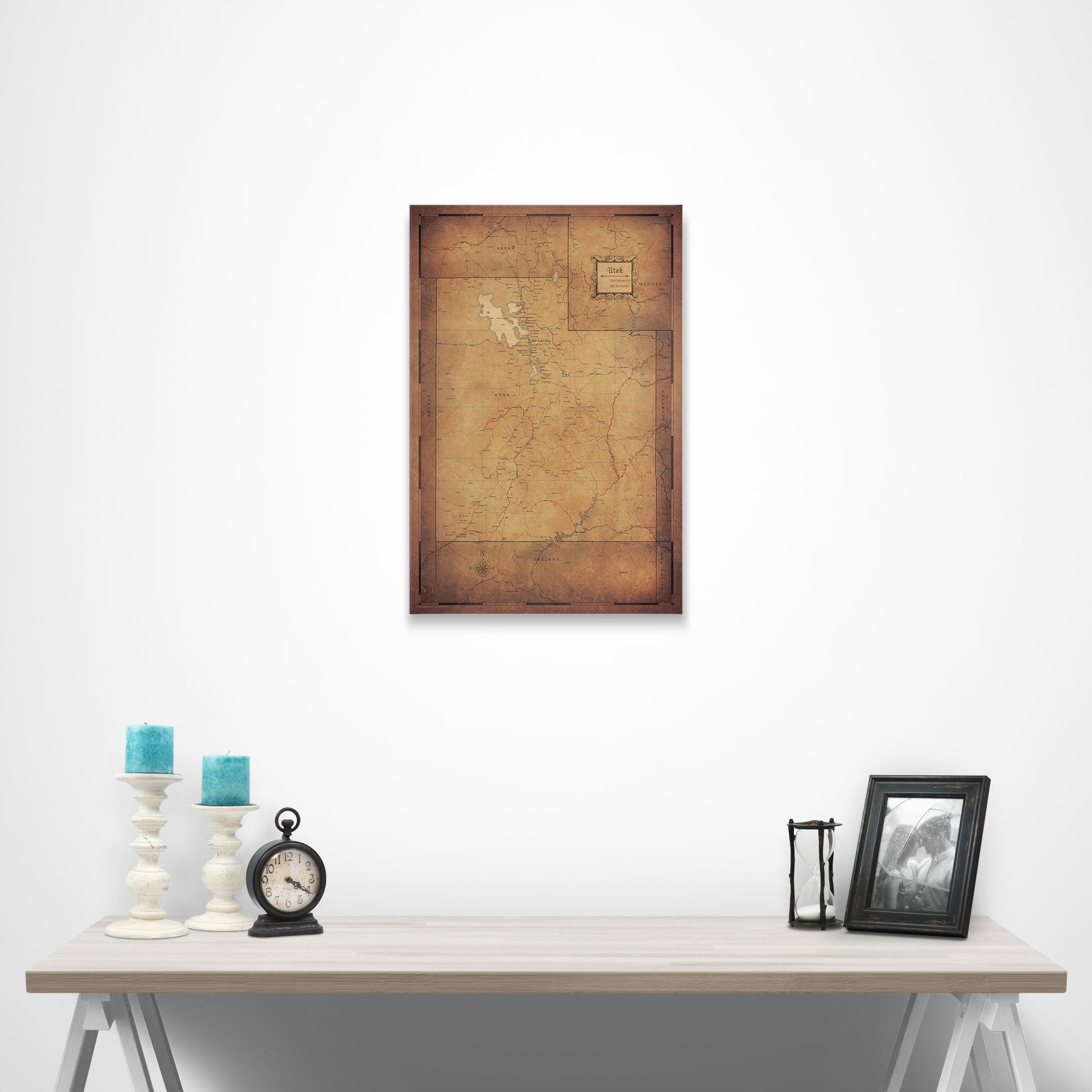 Utah Map Poster - Golden Aged CM Poster