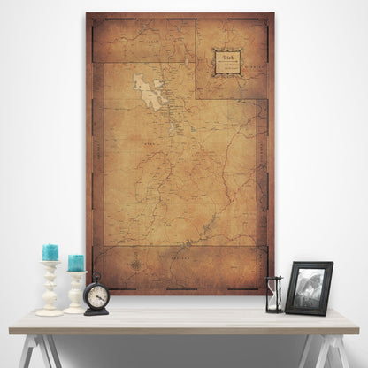 New Mexico Map Poster - Golden Aged CM Poster