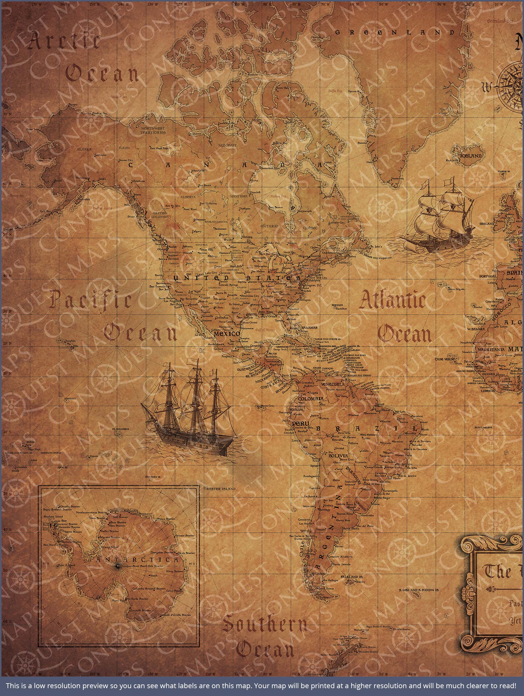 Push Pin World Map (Pin Board) - Golden Aged CM Pin Board