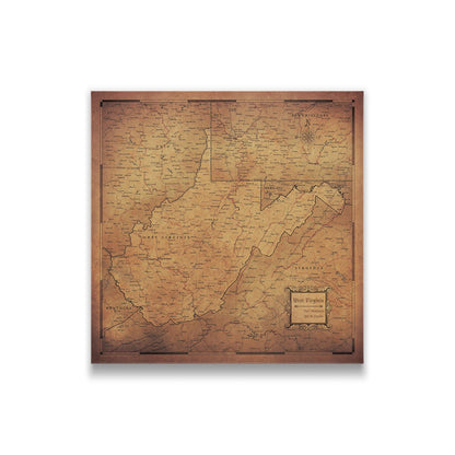 Push Pin West Virginia Map (Pin Board) - Golden Aged CM Pin Board