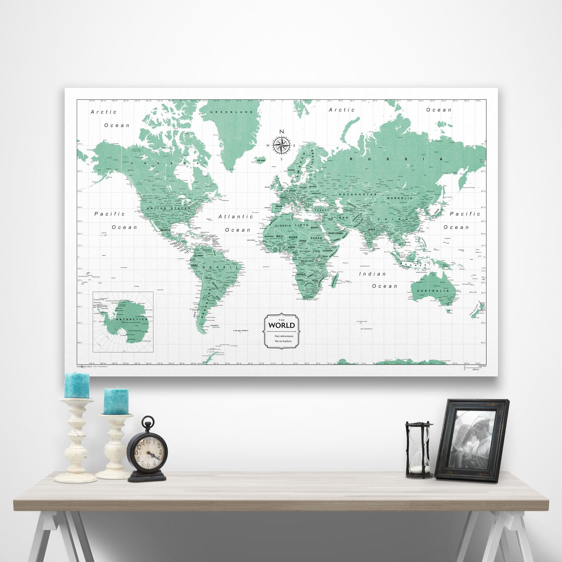 World Map Poster - Green Color Splash CM Poster