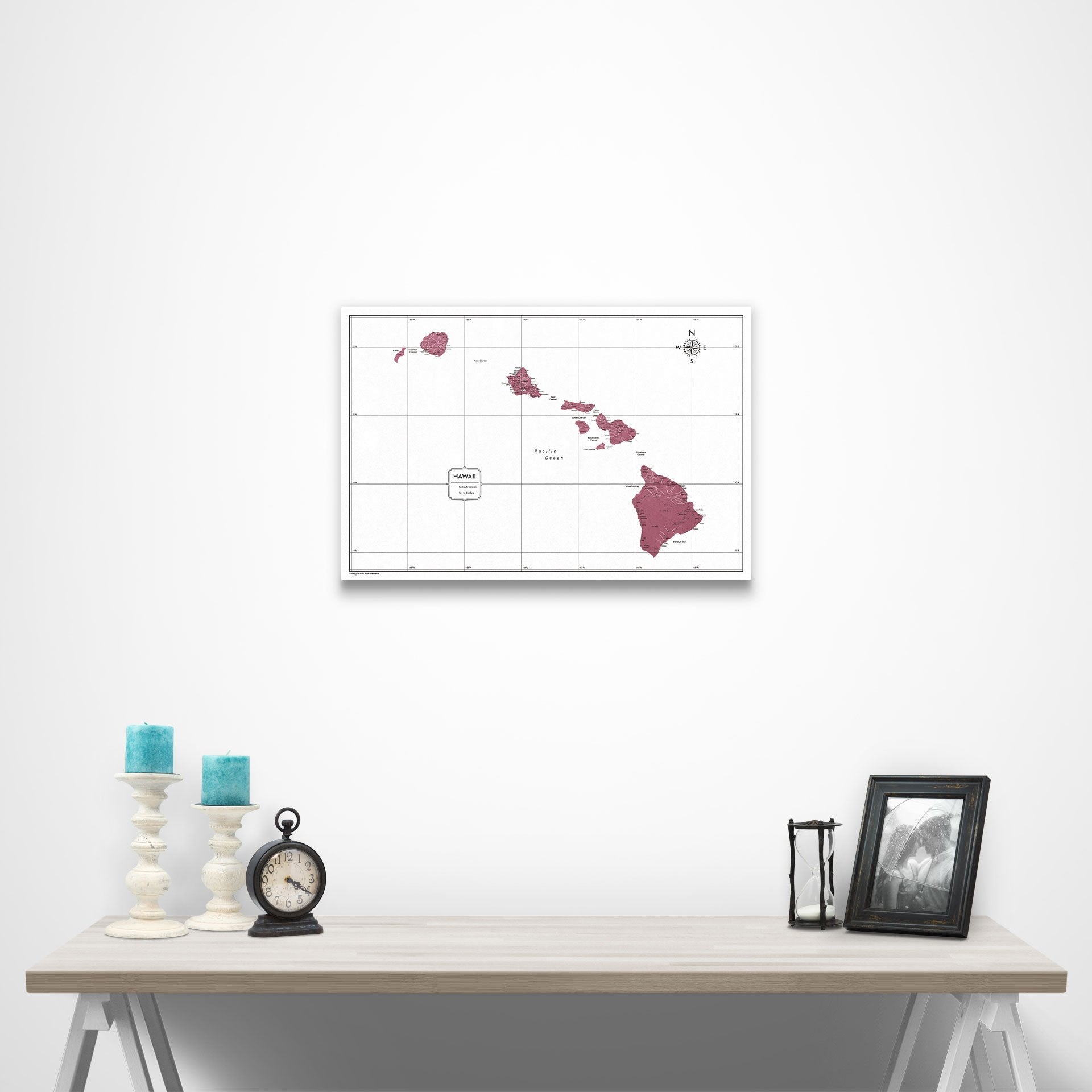 Hawaii Map Poster - Burgundy Color Splash CM Poster