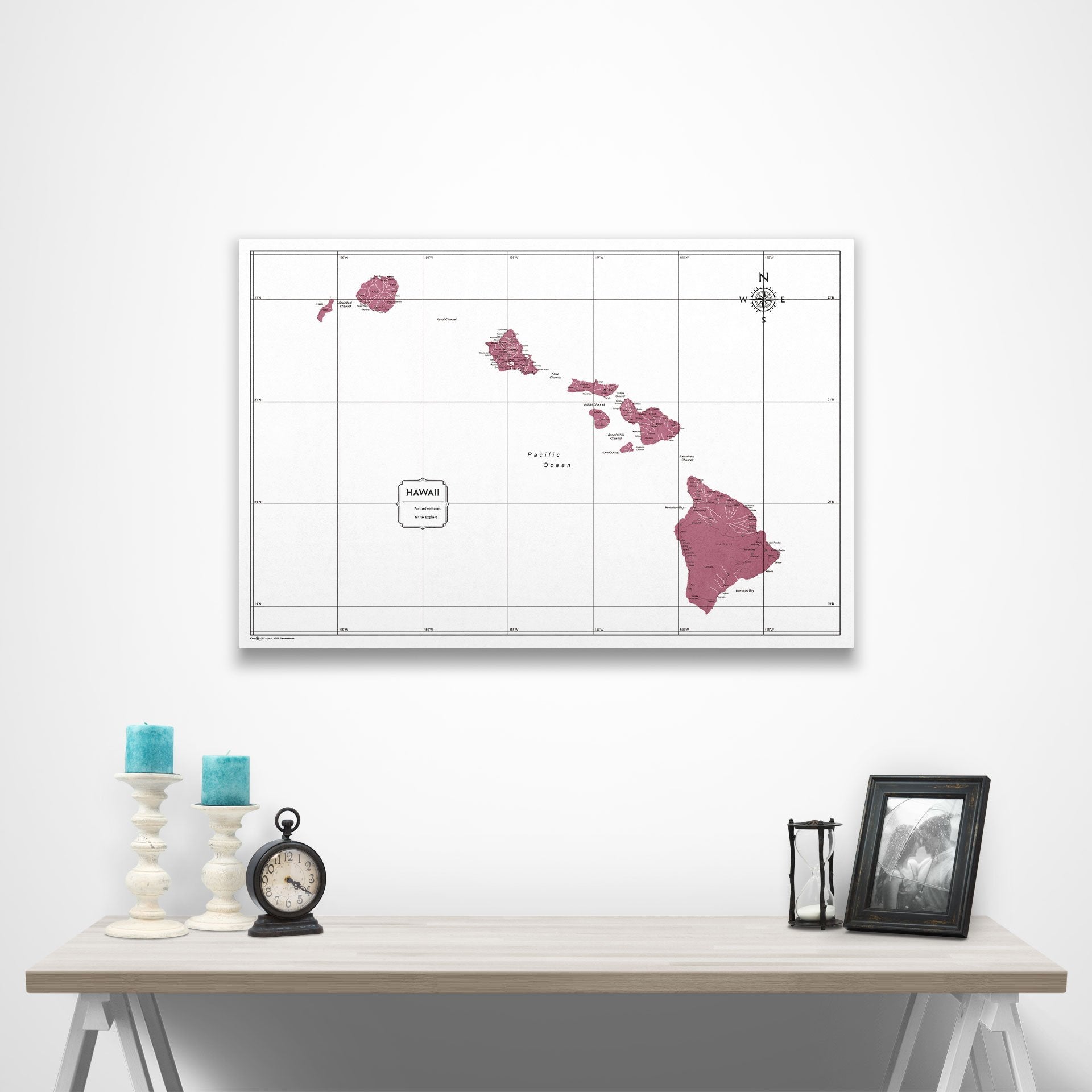 Hawaii Map Poster - Burgundy Color Splash CM Poster