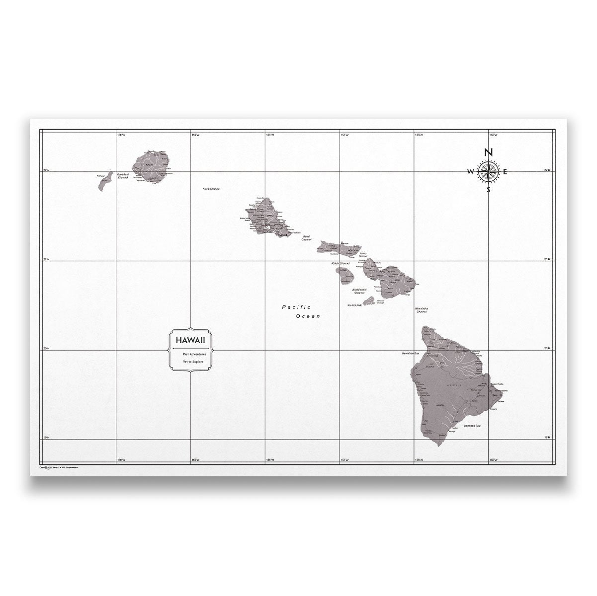 Push Pin Hawaii Map (Pin Board) - Dark Brown Color Splash CM Pin Board