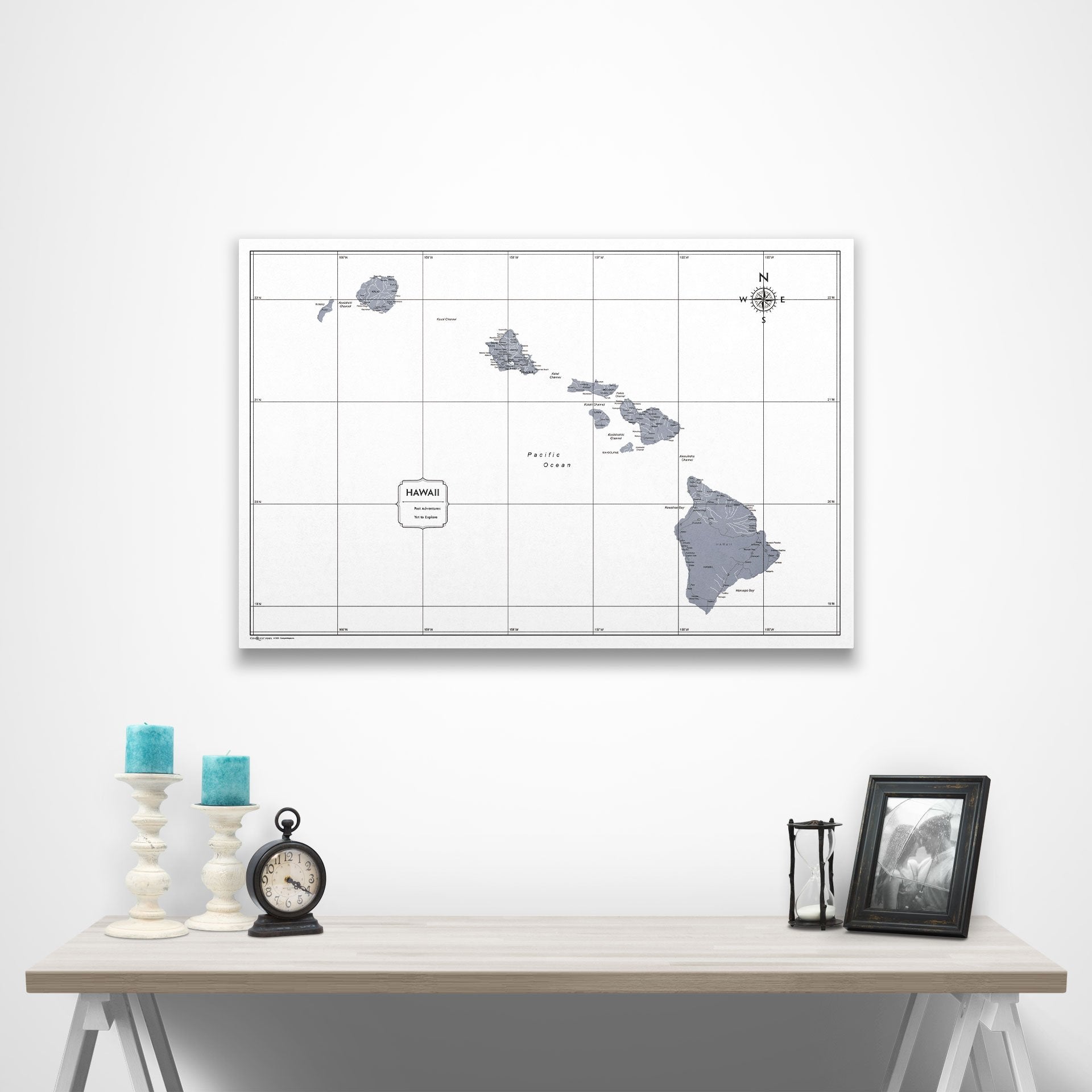 Hawaii Map Poster - Dark Gray Color Splash CM Poster