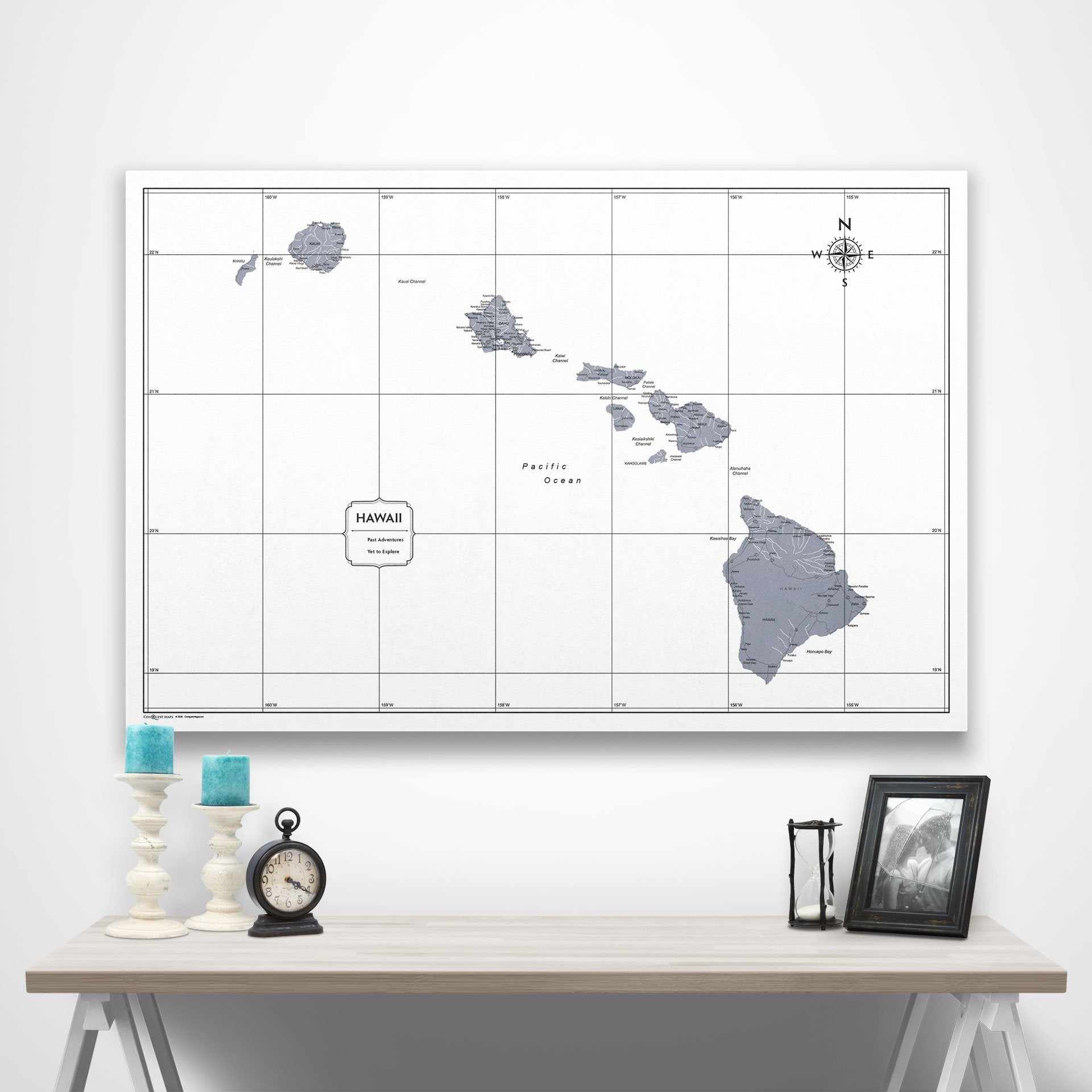 Hawaii Map Poster - Dark Gray Color Splash CM Poster