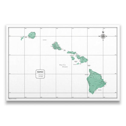 Hawaii Map Poster - Green Color Splash CM Poster