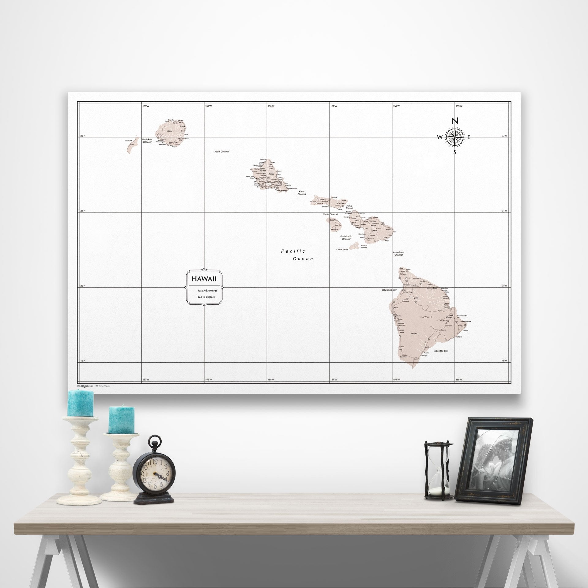 Hawaii Map Poster - Light Brown Color Splash CM Poster