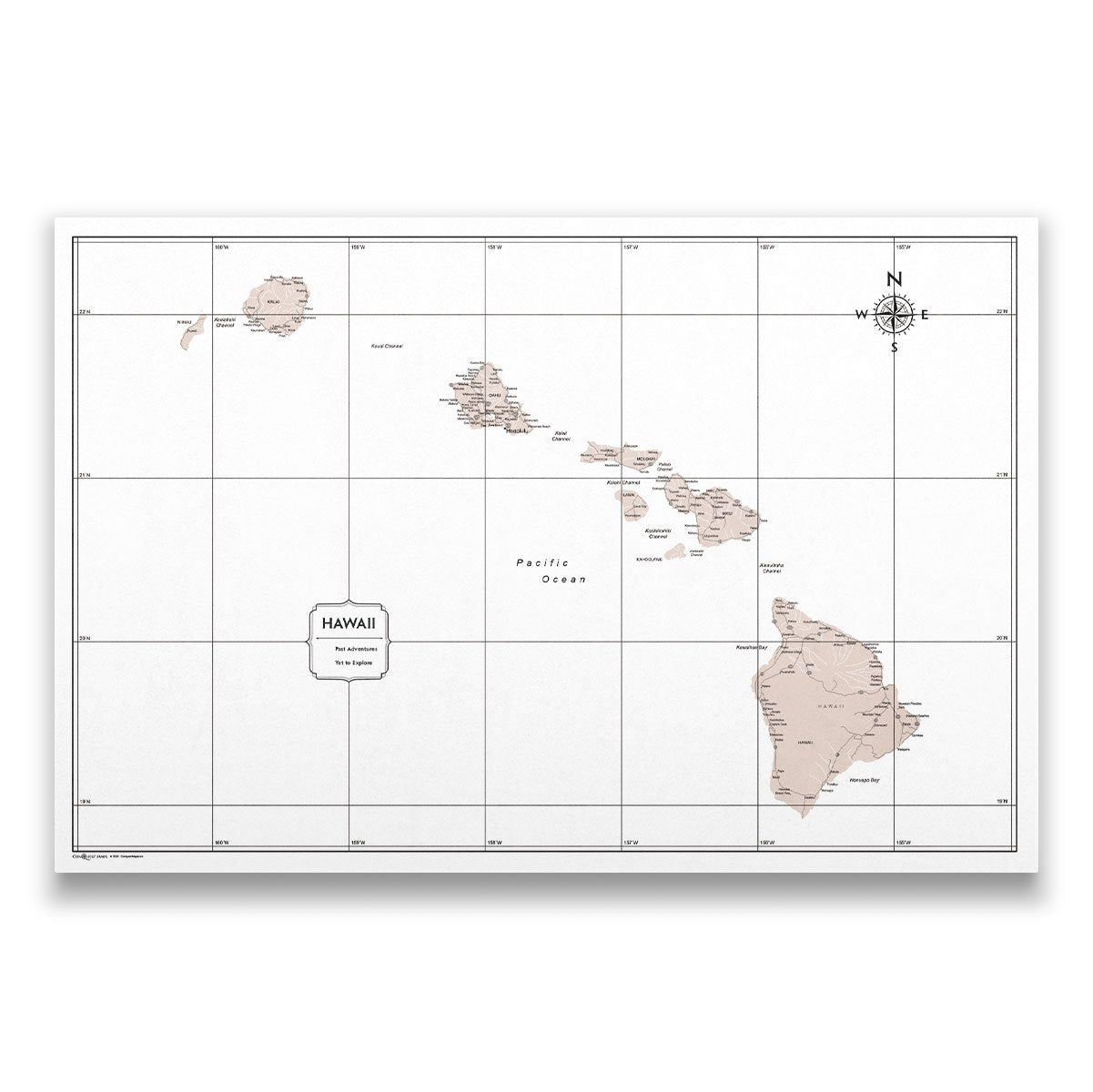 Hawaii Map Poster - Light Brown Color Splash CM Poster