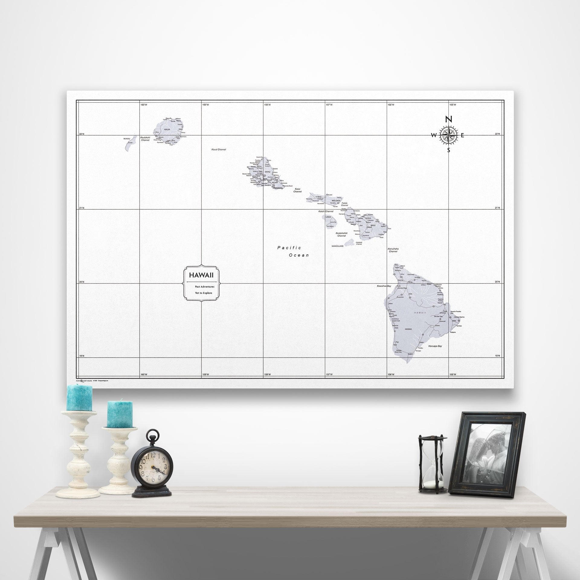 Hawaii Map Poster - Light Gray Color Splash CM Poster