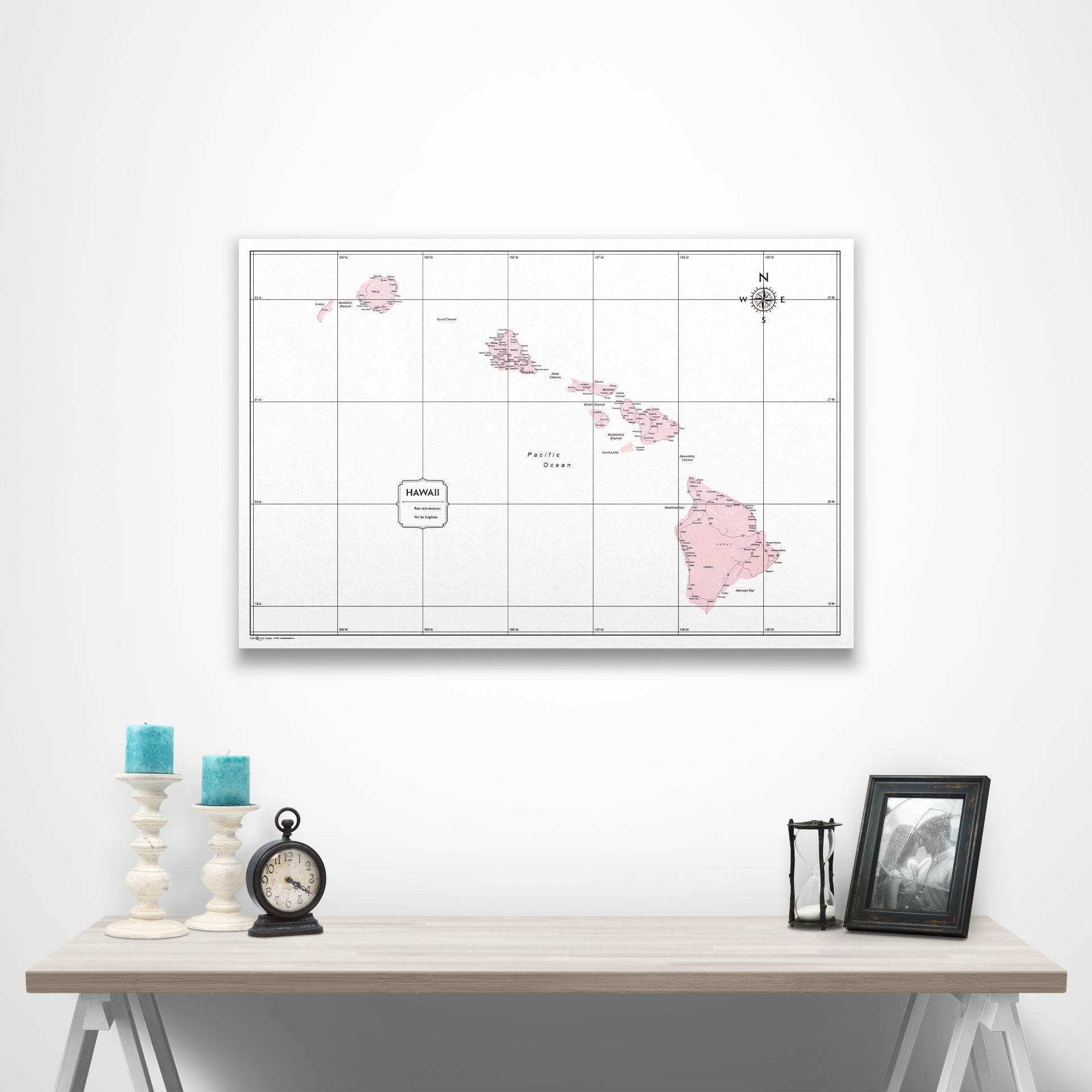 Hawaii Map Poster - Pink Color Splash CM Poster