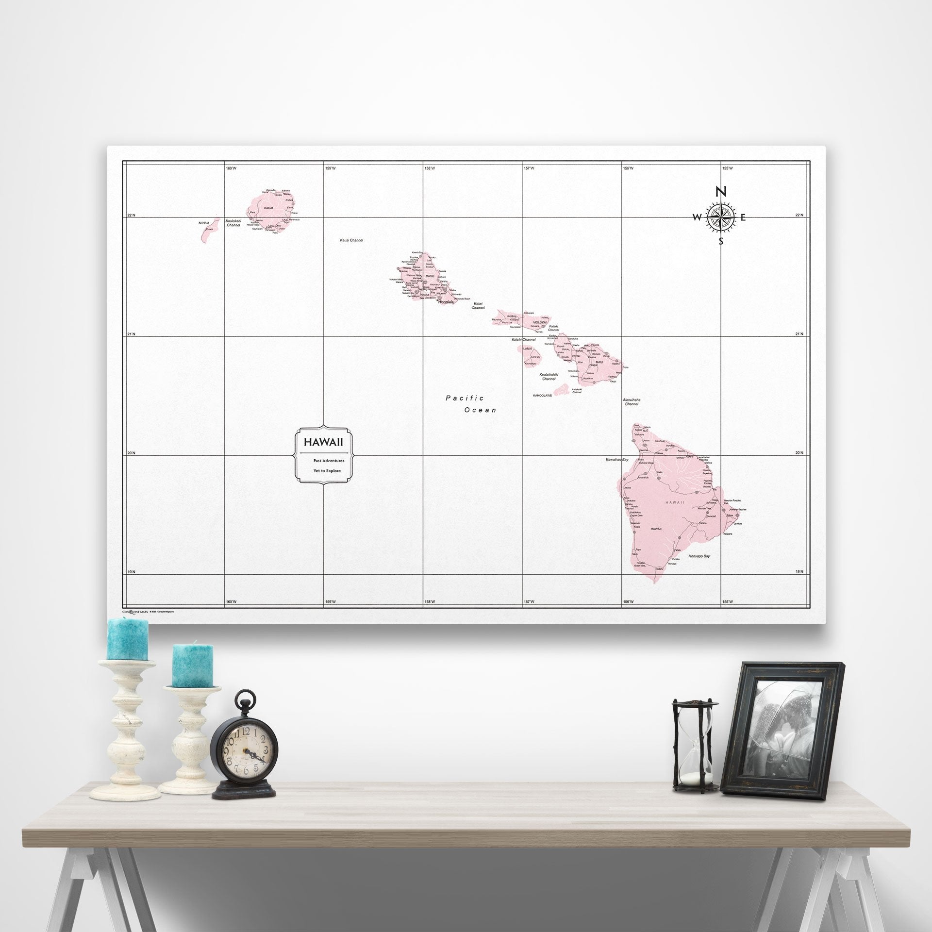 Hawaii Map Poster - Pink Color Splash CM Poster