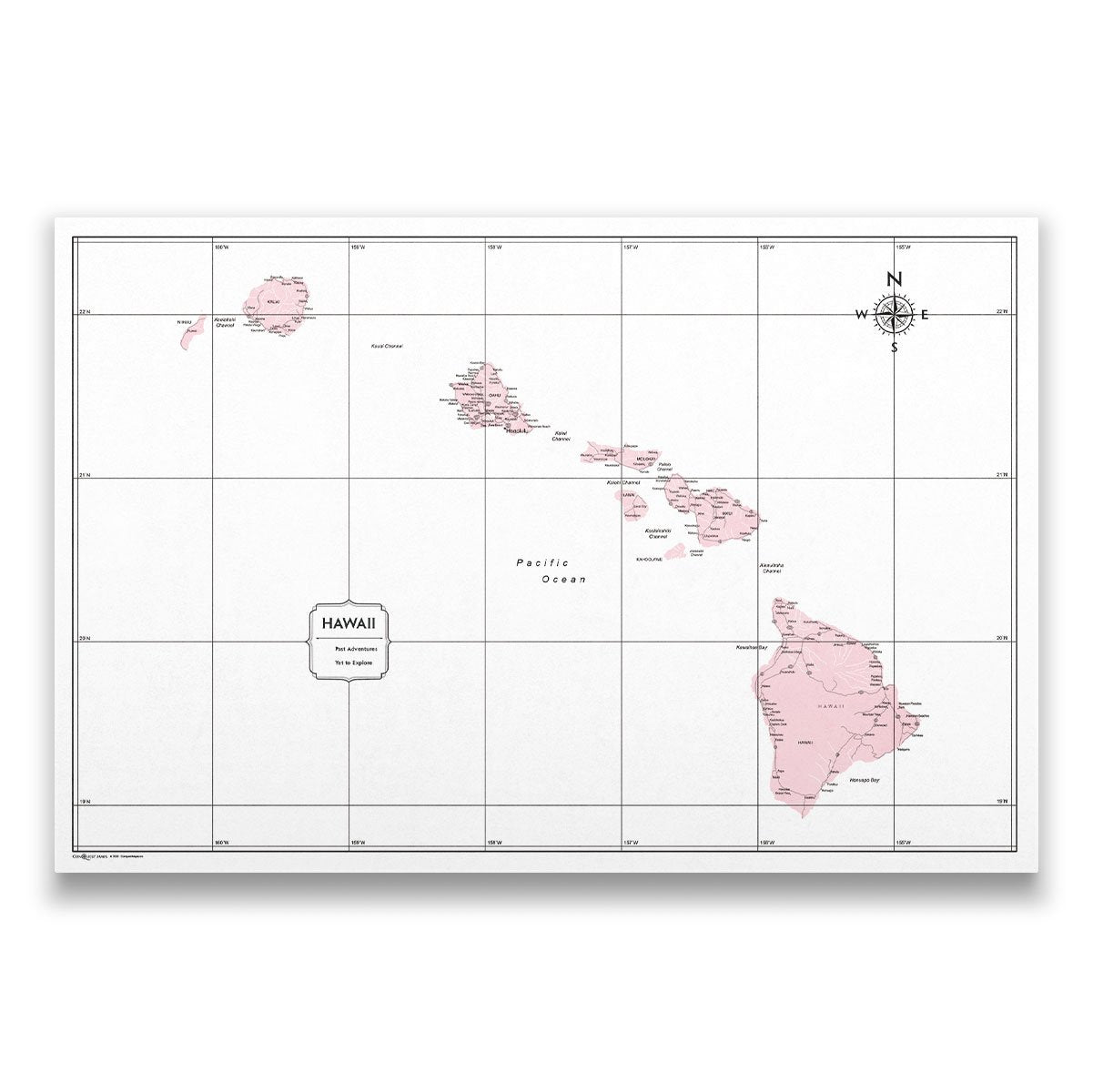 Hawaii Map Poster - Pink Color Splash CM Poster