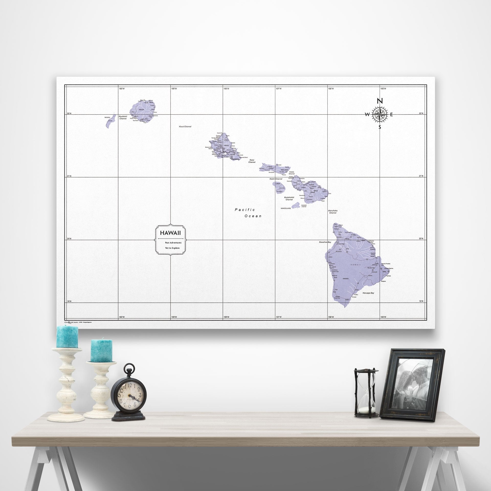 Hawaii Map Poster - Purple Color Splash CM Poster