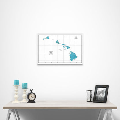 Hawaii Map Poster - Teal Color Splash CM Poster