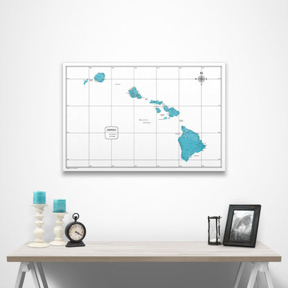 Hawaii Map Poster - Teal Color Splash CM Poster