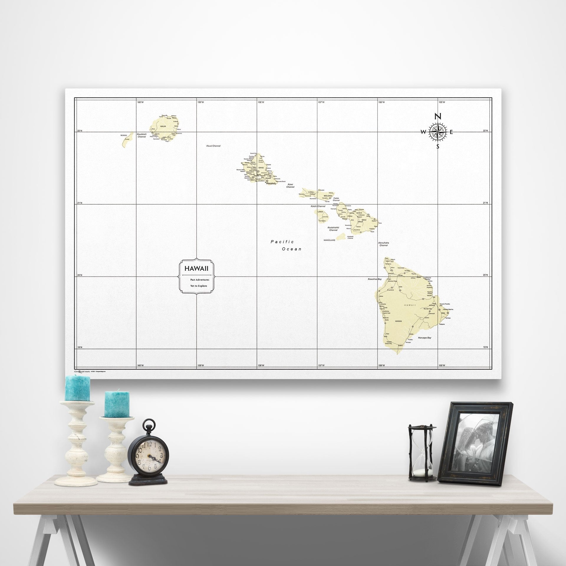 Hawaii Map Poster - Yellow Color Splash CM Poster