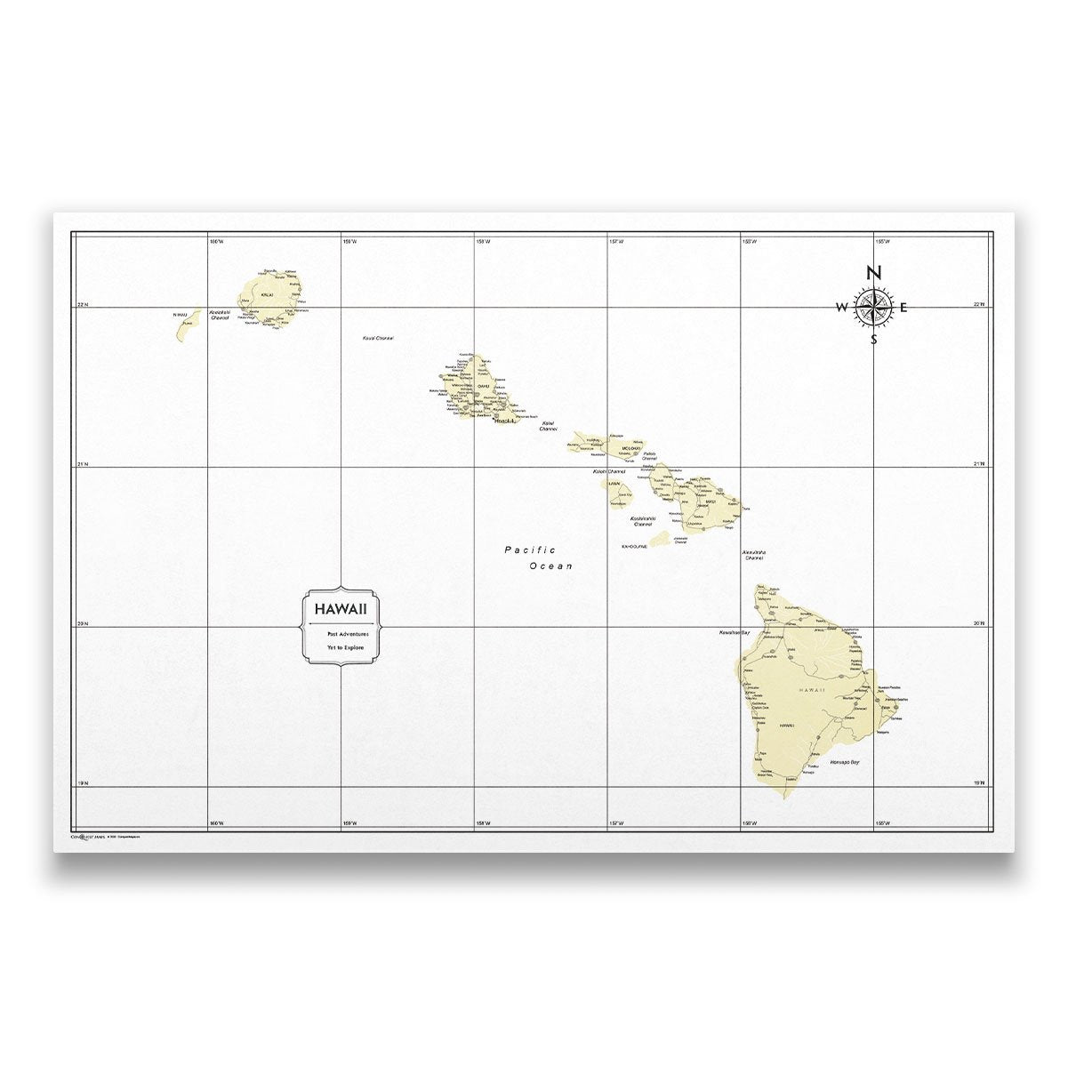 Push Pin Hawaii Map (Pin Board) - Yellow Color Splash CM Pin Board