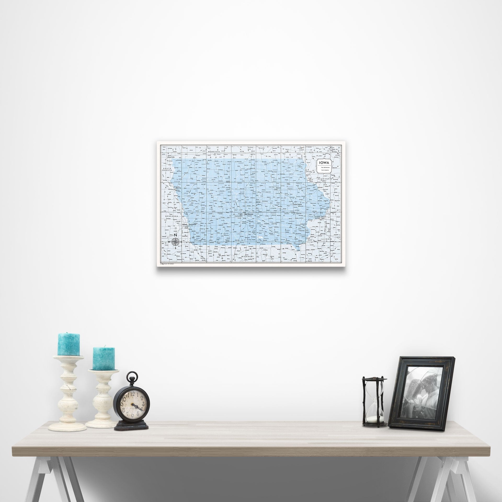 Iowa Map Poster - Light Blue Color Splash CM Poster