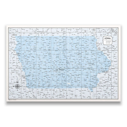 Iowa Map Poster - Light Blue Color Splash CM Poster