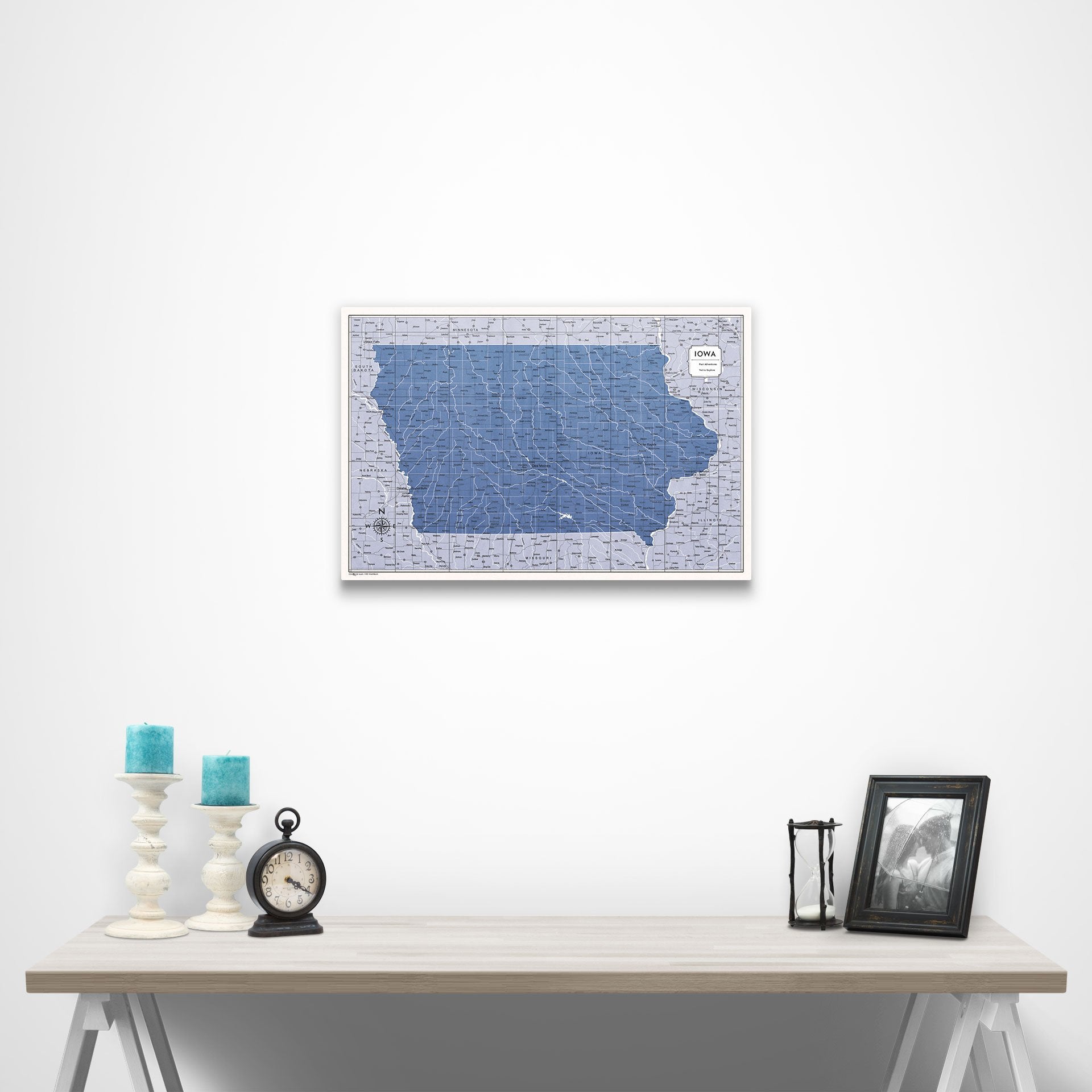 Iowa Map Poster - Navy Color Splash CM Poster