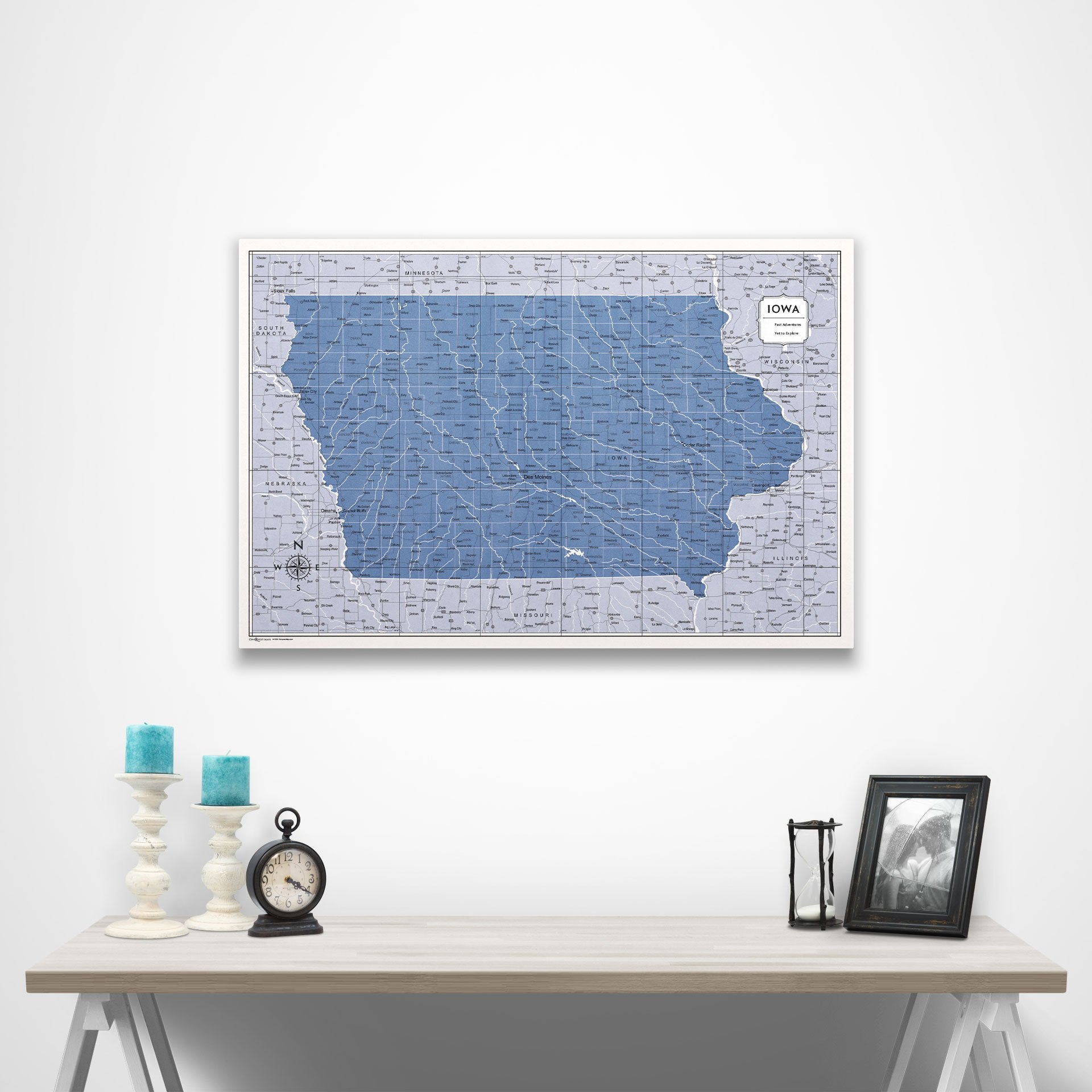 Iowa Map Poster - Navy Color Splash CM Poster