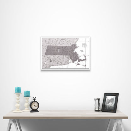 Massachusetts Map Poster - Dark Brown Color Splash CM Poster