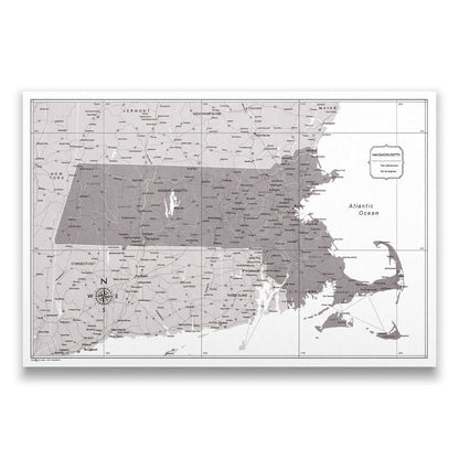 Massachusetts Map Poster - Dark Brown Color Splash CM Poster