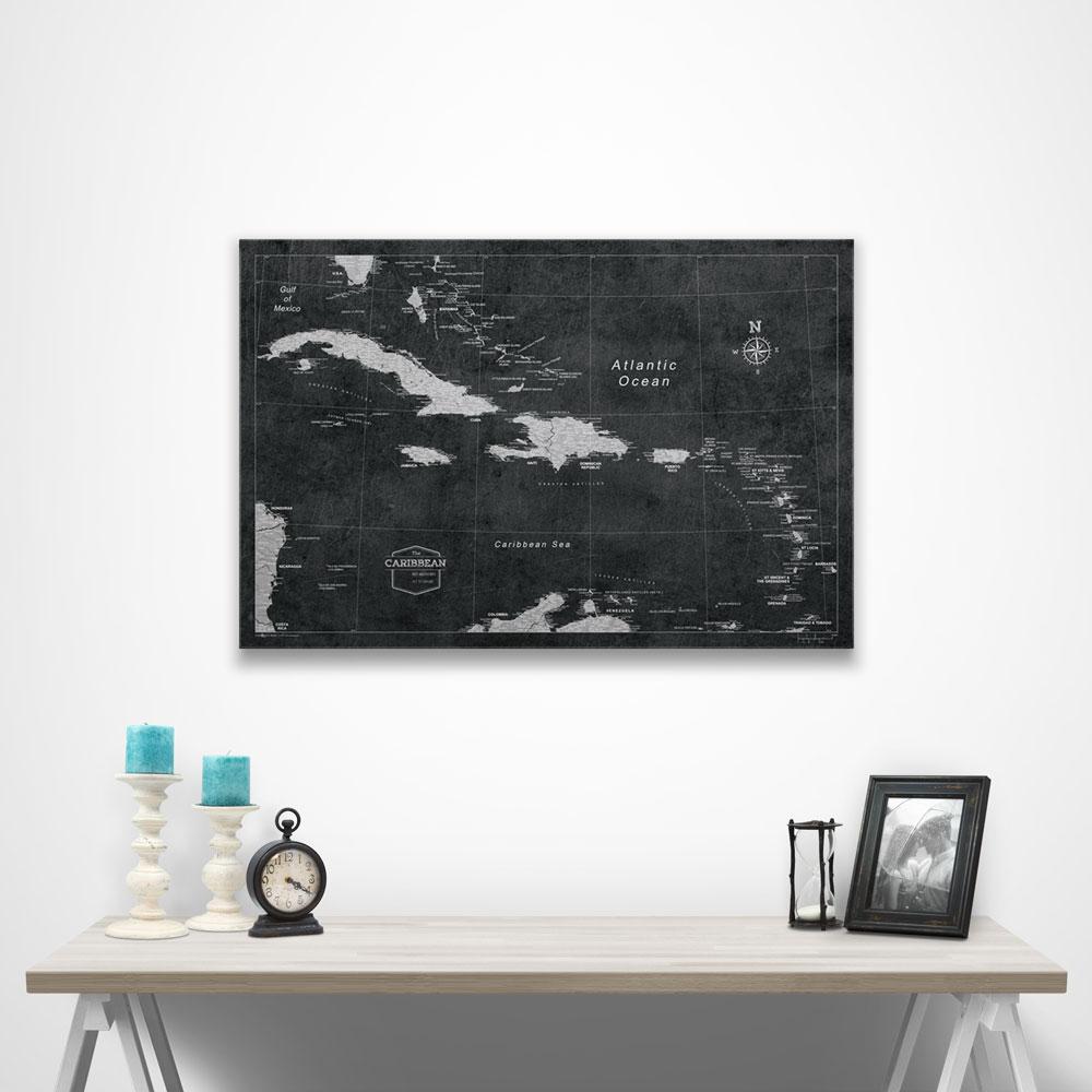 Caribbean Poster Map - Modern Slate CM Poster