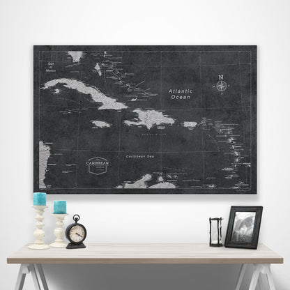 Caribbean Poster Map - Modern Slate CM Poster