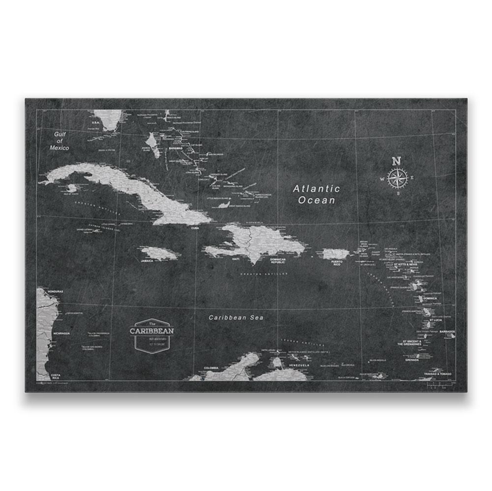 Push Pin Caribbean Map (Pin Board) - Modern Slate CM Pin Board