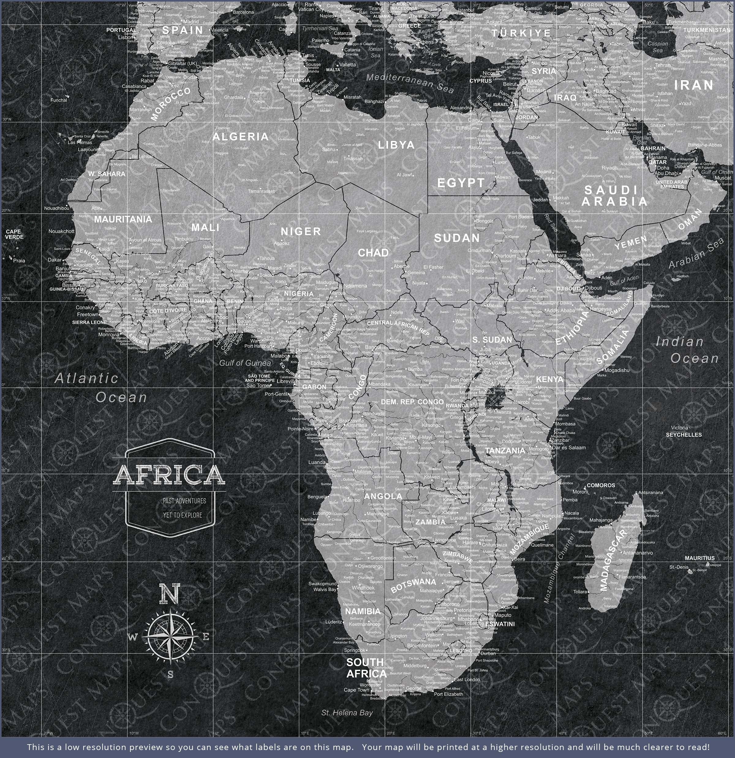 Push Pin Africa Map (Pin Board) - Modern Slate CM Pin Board