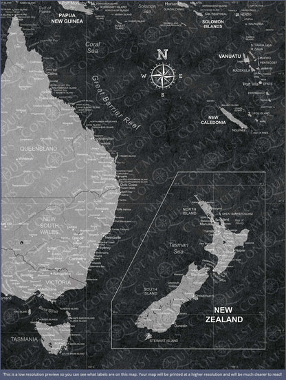 Push Pin Australia Map (Pin Board) - Modern Slate CM Pin Board