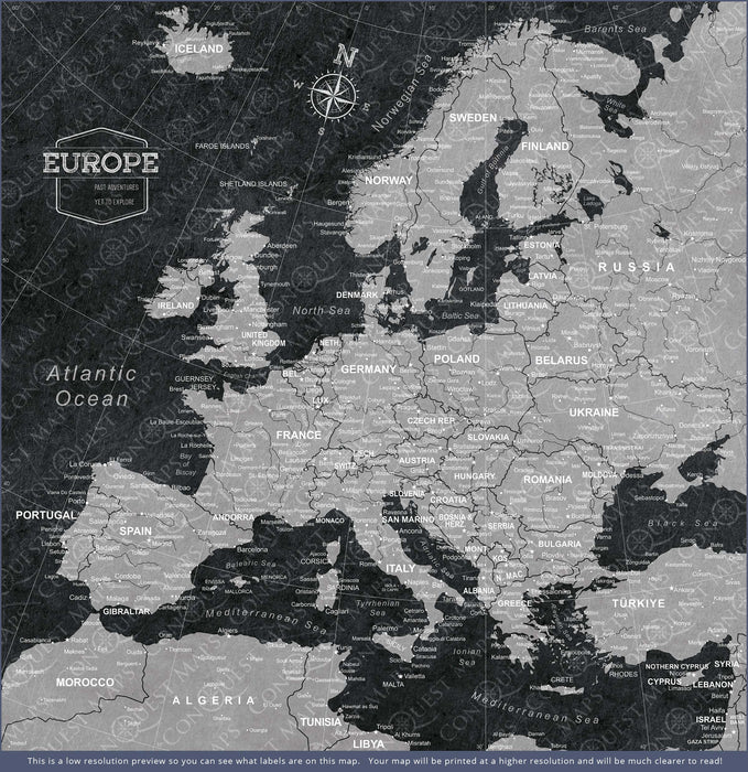 Europe Push Pin Map – Colorful (Detailed) 