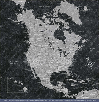 Push Pin North America Map (Pin Board) - Modern Slate CM Pin Board