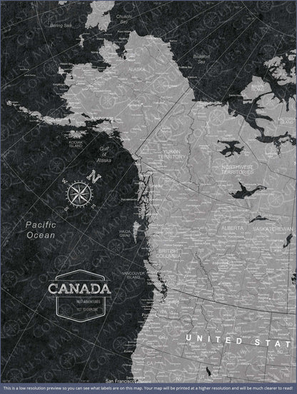 Push Pin Canada Map (Pin Board) - Modern Slate CM Pin Board