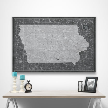 Iowa Map Poster - Modern Slate CM Poster