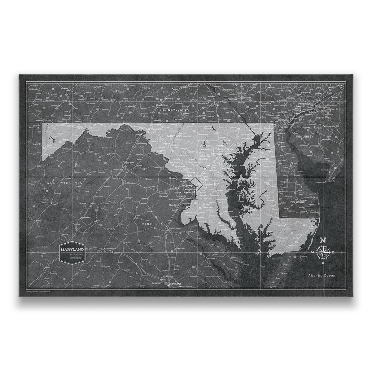 Maryland Map Poster - Modern Slate CM Poster