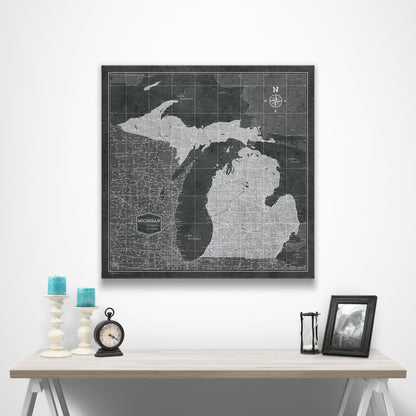 Michigan Map Poster - Modern Slate CM Poster