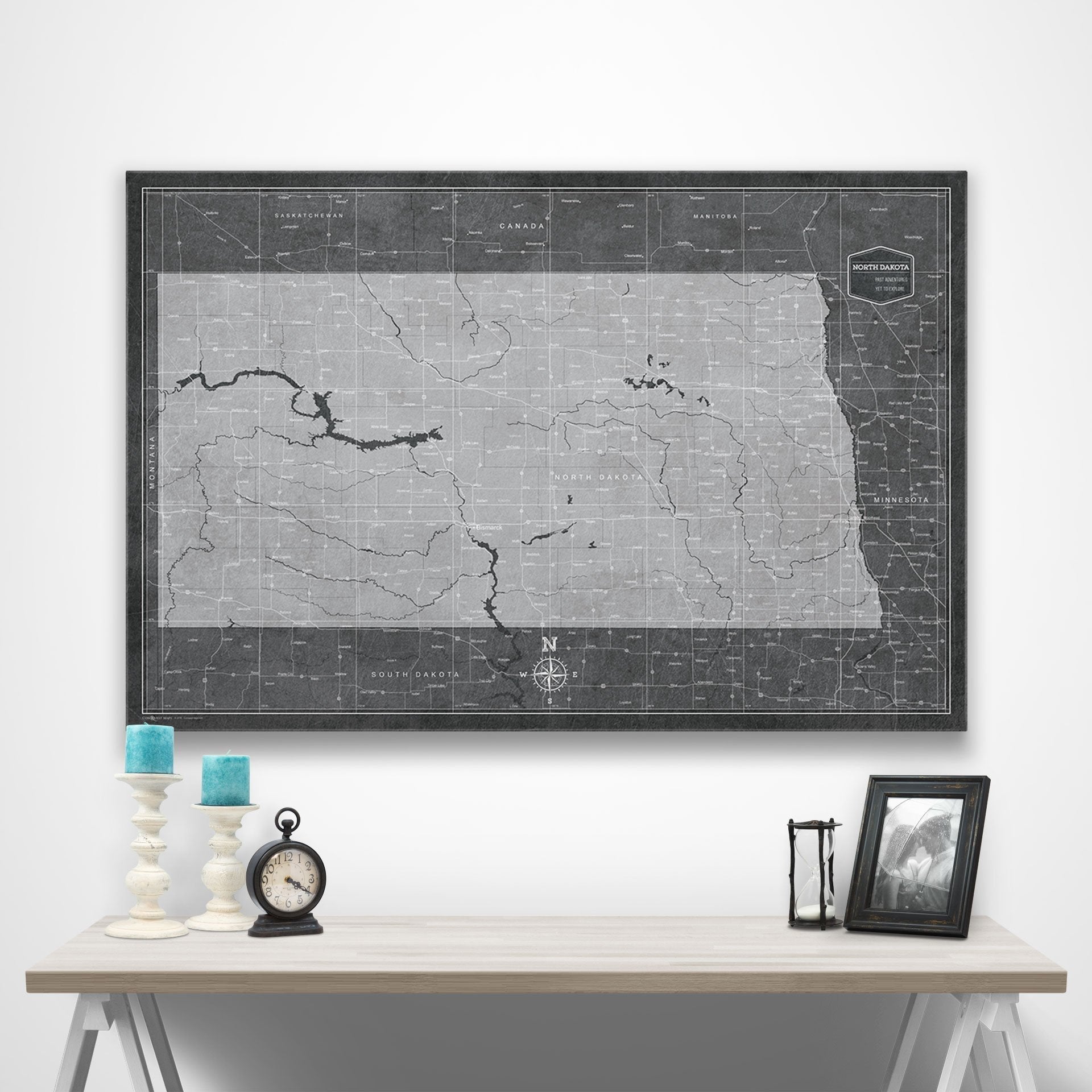 North Dakota Map Poster - Modern Slate CM Poster