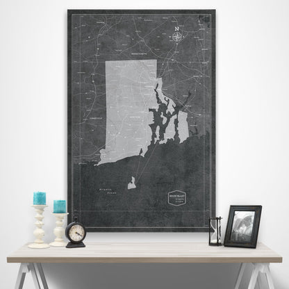 Rhode Island Map Poster - Modern Slate CM Poster