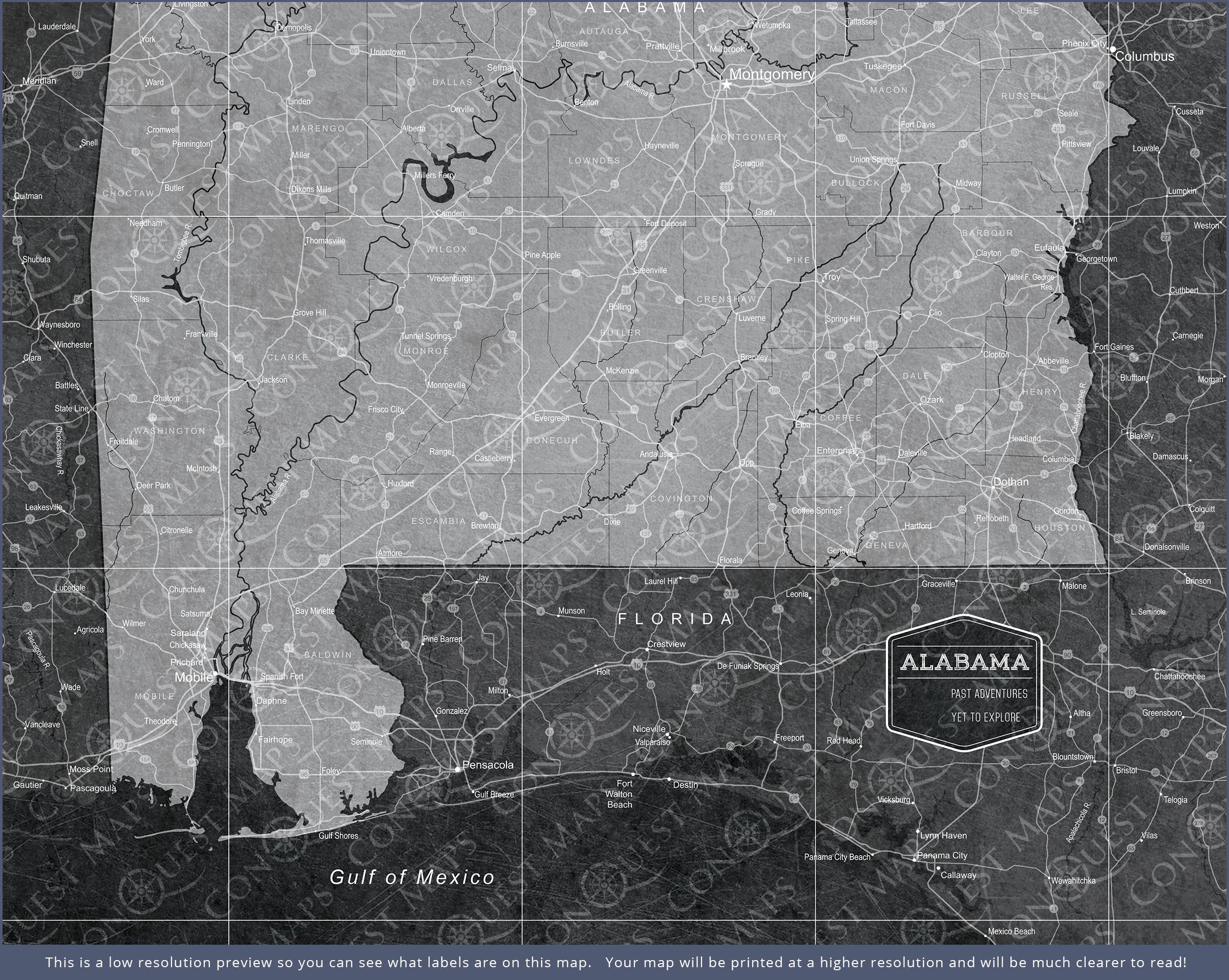 Alabama Map Poster - Modern Slate CM Poster