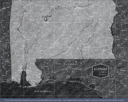 Push Pin Alabama Map (Pin Board) - Modern Slate CM Pin Board